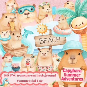Imágenes prediseñadas de capibara, 180 imágenes prediseñadas de capibara kawaii para diseño de sublimación, paquete PNG, paquete de imágenes prediseñadas lindo, diseño de camiseta de moda.