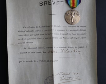 Belgian Inter-Allied Victory Medal of the First World War with original delivery documentation