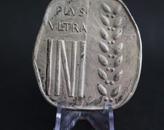 Rare Spanish INI Silver Medal Plus Ultra - National Institute of Industry 1941 - Franco Era Civil Collectible