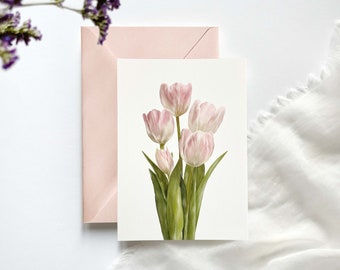 Postkarte Tulpen Blumen | Blumen | DIN A6 | Karte Illustration | Geschenk | Frühling | Pinke Blumen