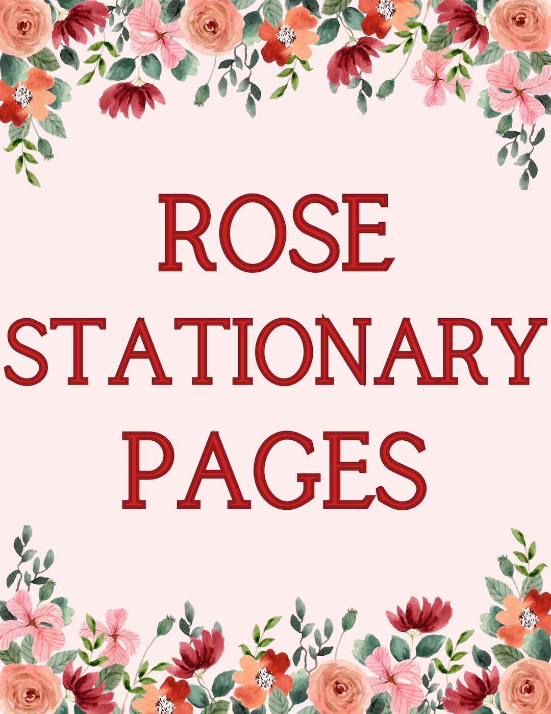 Printable Stationary, Rose Stationary, at Home Stationary, Digital ...