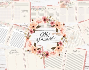 Digital Planner, Christian Planner, Hyperlinks, Stickers, Religious Planner, Floral Planner, Daily Planner, Monthly Planner, Weekly Planner