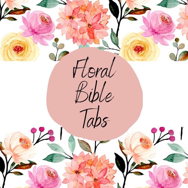 Digital Bible Tabs, Printable Bible Tabs, Floral Bible Tabs, Journaling Bible Tabs, Christian Bible Tabs, Green Bible Tabs, KJV Bible Tabs