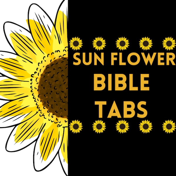 Digital Bible Tabs, Sunflower Bible Tabs, Floral Bible Tabs, Digital Floral Tabs, Journaling Bible Tabs, Christian Stickers, Printable Tabs