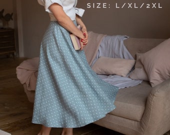 Half circle skirt sewing pattern, Long flared Noa skirt PDF sewing pattern, sizes L, XL and XXL