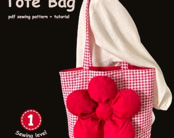 Flower Tote Bag Sewing Pattern PDF, Cute Applique Bag Tutorial, Beginner Friendly Tote, Quilted Shoulder Bag, Instant Download