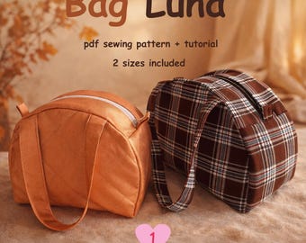 Patrón de costura para bolso Luna en PDF, patrón fácil de bolso con asa superior para principiantes, tutorial de bolso acolchado, proyecto de costura de bolso DIY, patrón de bolso tote