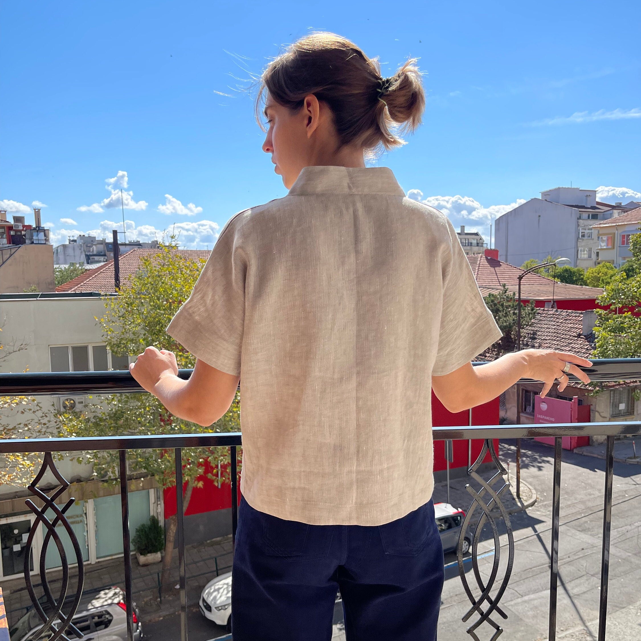 Boxy Top Sewing Pattern, Kimono Top With Tie Closure, Instant PDF