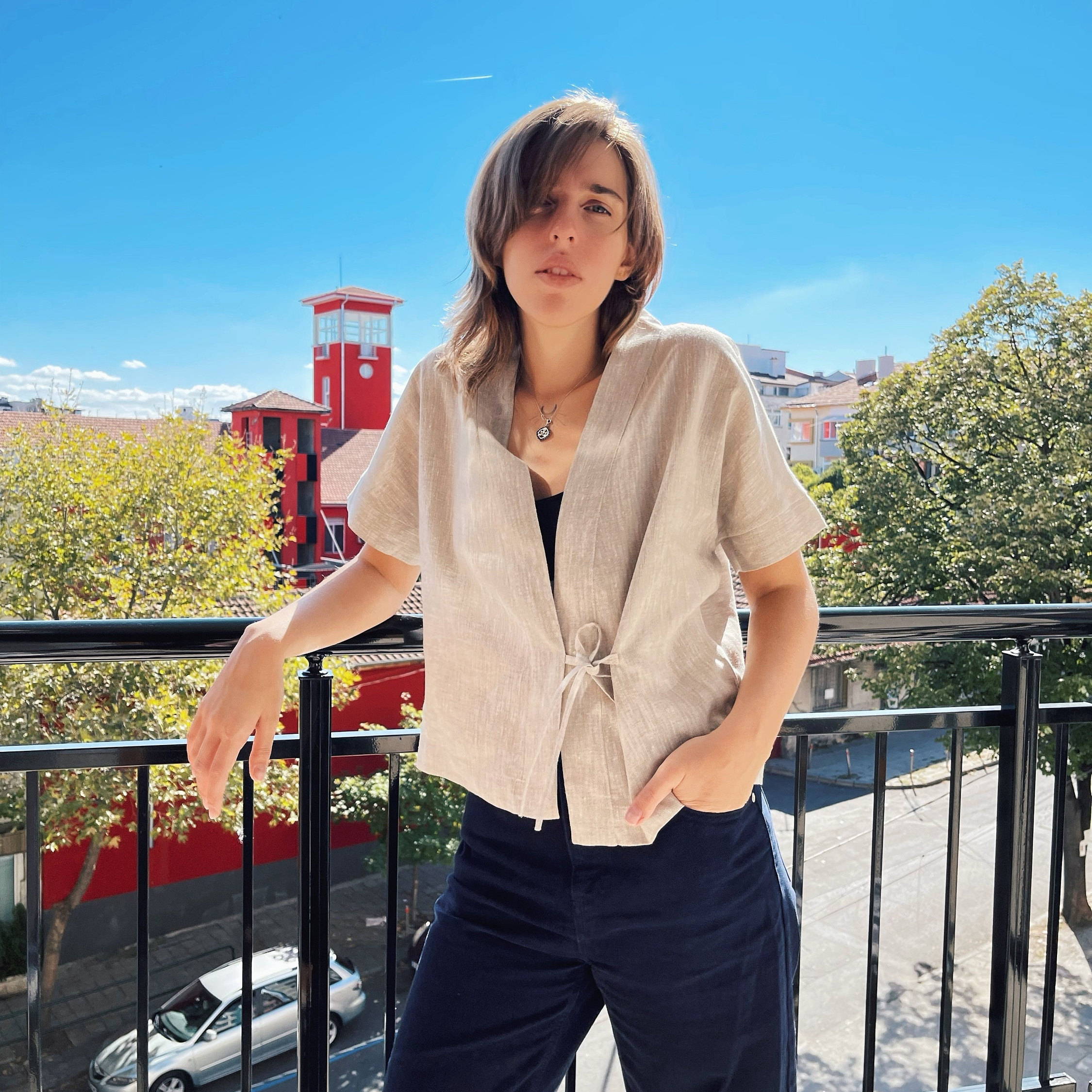 Boxy Top Sewing Pattern, Kimono Top With Tie Closure, Instant PDF