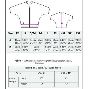 Linen top sewing pattern, Mia Kimono top PDF pattern, Sizes XS - 4XL Easy Sewing Pattern for Beginners, PDF Download Sewing Pattern image 2