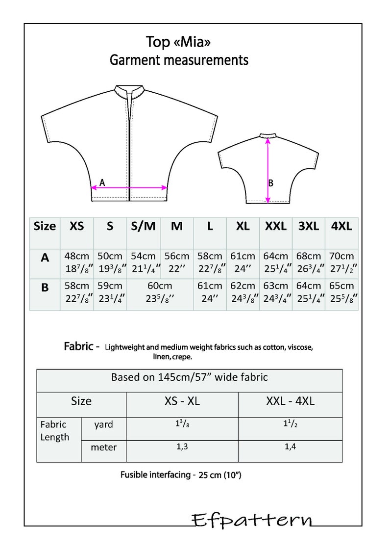 Linen top sewing pattern, Mia Kimono top PDF pattern, Sizes XS - 4XL Easy Sewing Pattern for Beginners, PDF Download Sewing Pattern image 2