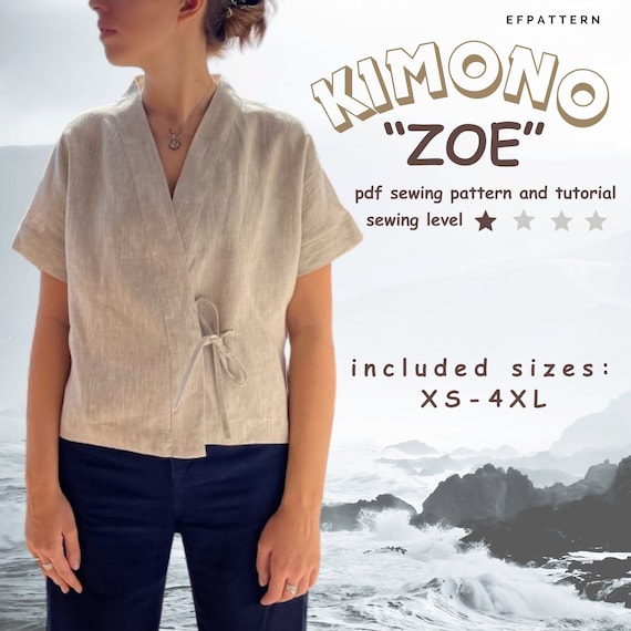 Boxy Top Sewing Pattern, Kimono Top With Tie Closure