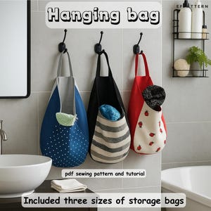 DIY Fabric Hanging Baskets Sewing Patterns, Easy DIY Fabric Storage Pod, sizes S, M and L, Pdf Beginner Sewing Pattern