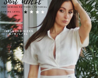 Tailliertes Crop Top Schnittmuster, Größen S-XL, sofortiger Download PDF digitales Schnittmuster