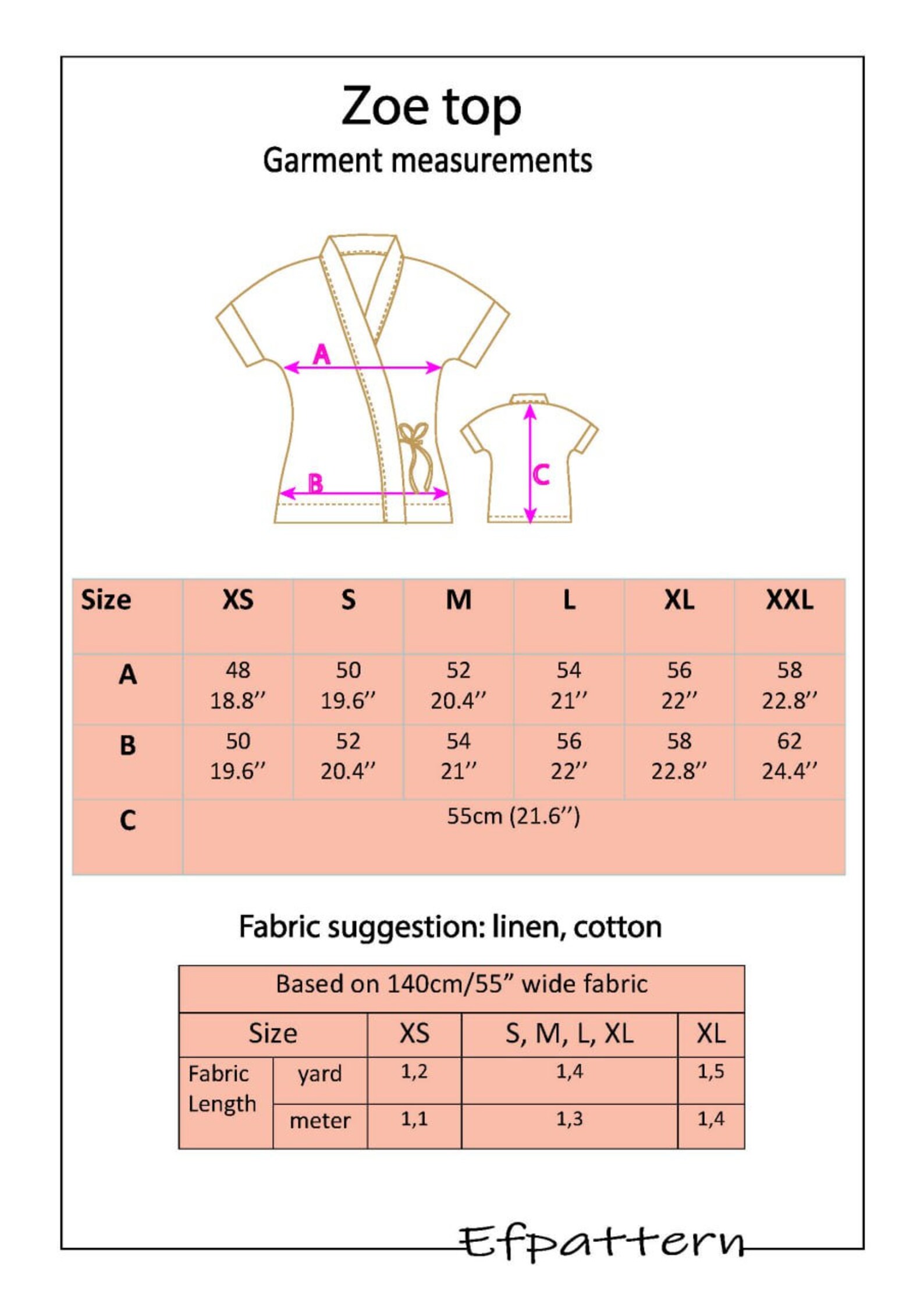 Boxy Top Sewing Pattern Kimono Top With Tie Closure Instant Etsy Canada