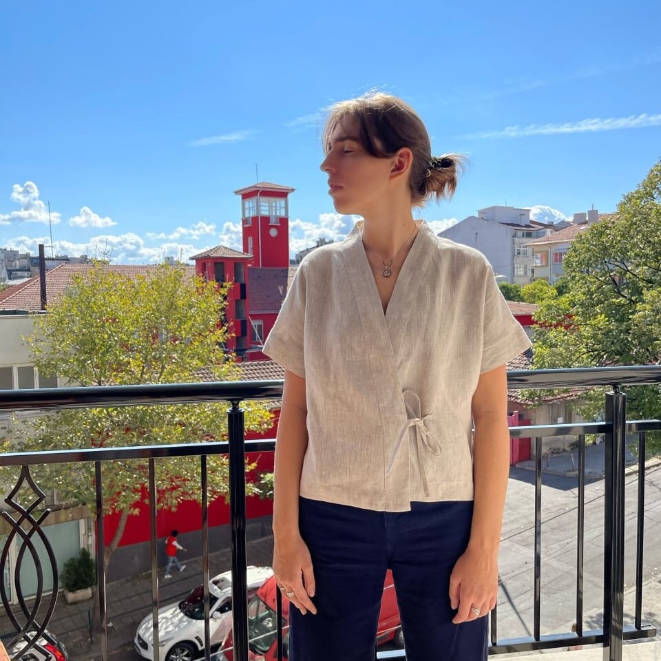 Boxy Top Sewing Pattern, Kimono Top With Tie Closure, Instant PDF