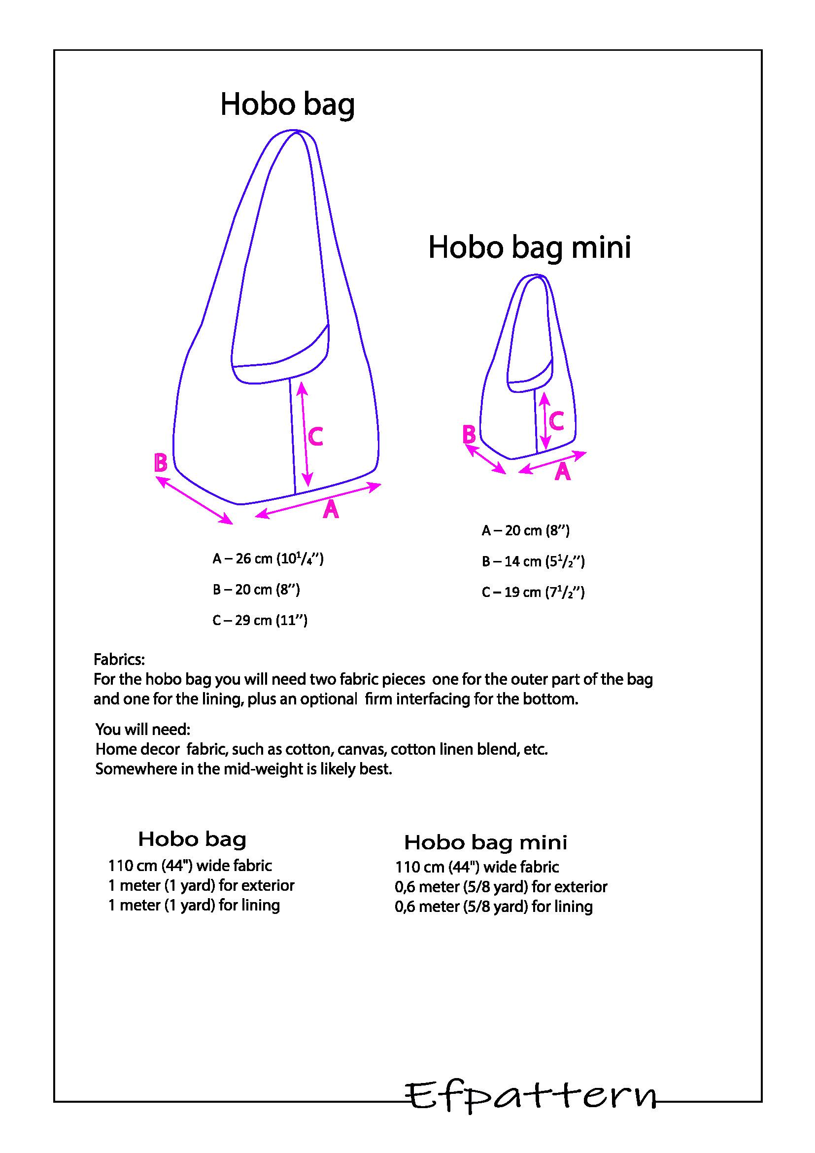 Hobo Bag Sewing Pattern PDF, Slouchy Crossbody Bag, Shoulder Bag ...