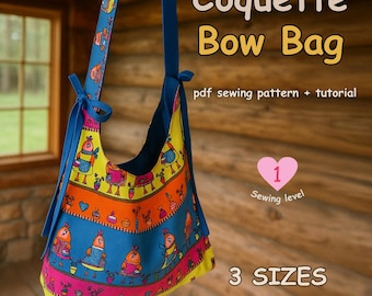 Patrón de costura para bolso con lazo (PDF), tutorial para bolso tote con lazo, patrón de costura fácil para bolso DIY, descarga instantánea