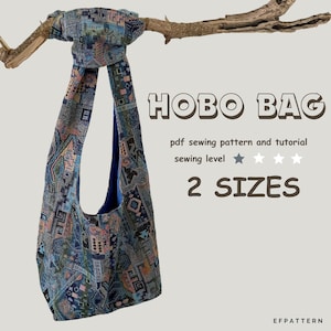 Hobo bag Schnittmuster, Hobo Tasche wendbar, PDF Schnittmuster, zwei Grössen gross und klein.