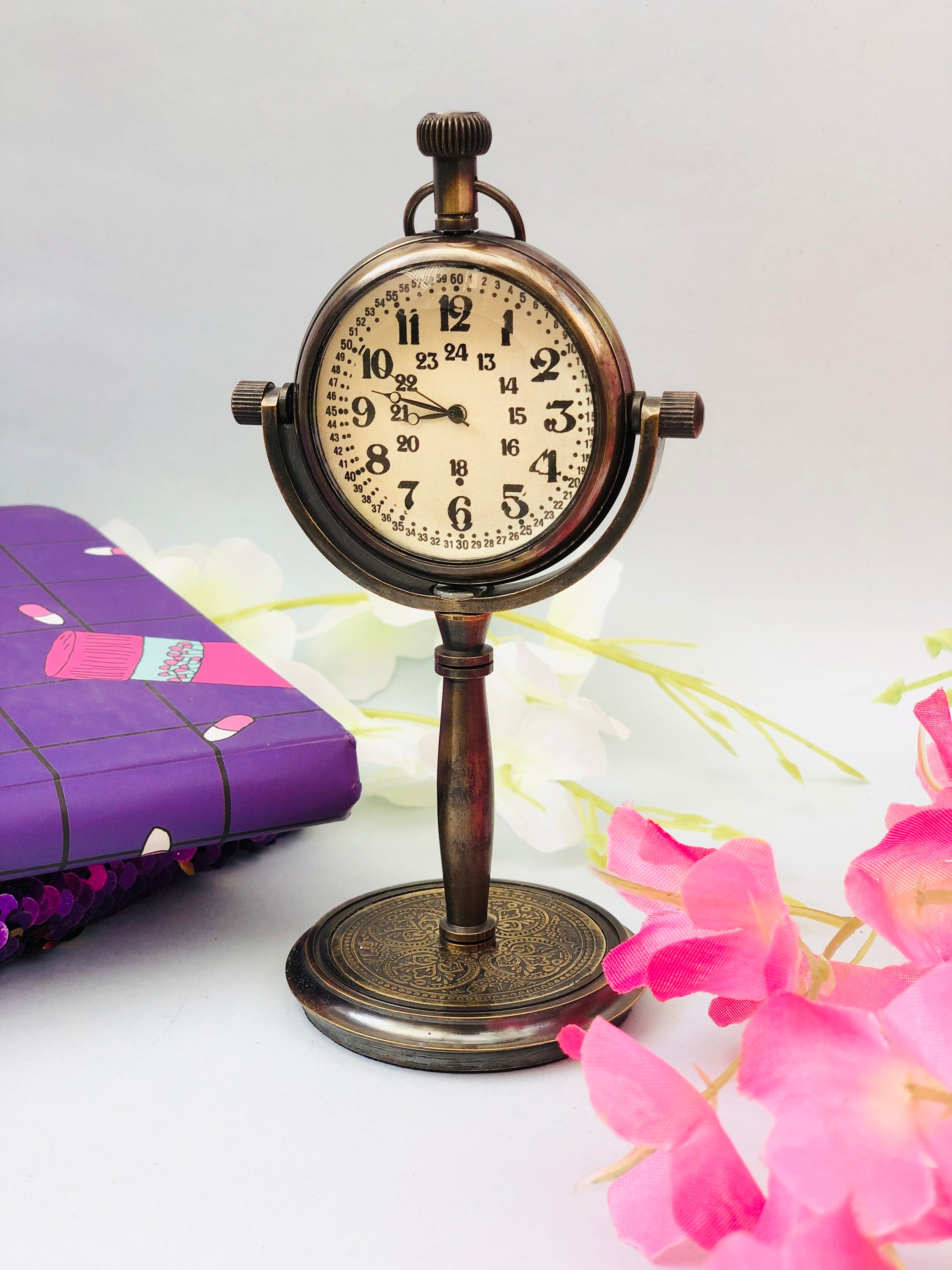 Antique Brass Table Top Clock Office Desk Clock and Clock for Etsy