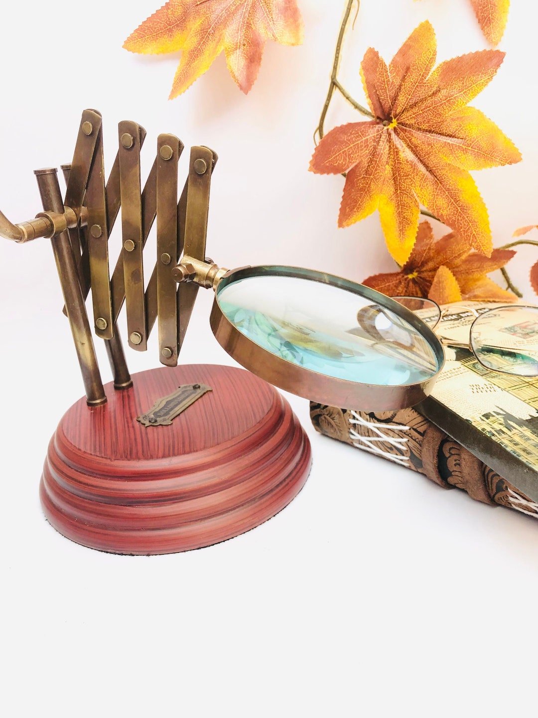 Vintage Antique Brass Magnifying Glass,desk Accessory,nautical Table ...