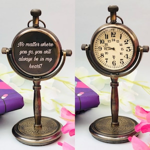 Antique Brass Table top Clock Office Desk clock and Clock for living room,Office Home decore Customized Engraved Desktop Watch for Office