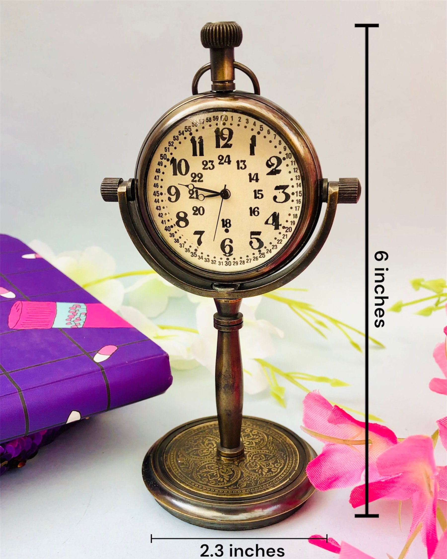 Antique Brass Table Top Clock Office Desk Clock and Clock for Etsy