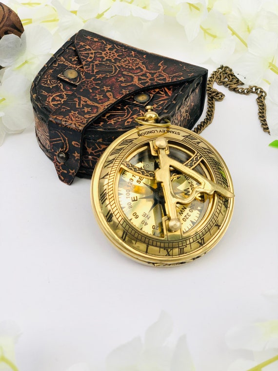 Brújula Náutica Antique Handmade Brass Push Button Direction Compass Pocket Compass With Rose Wood Brujula Suunto