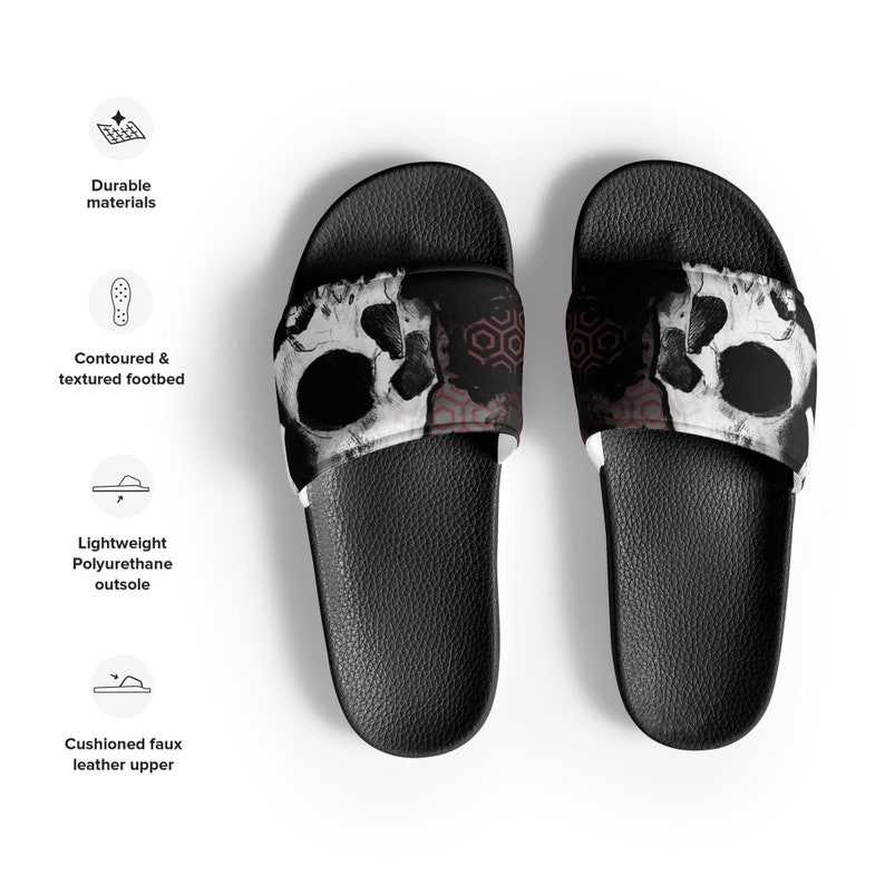 GRIMLY SKULL Mens Slides Etsy