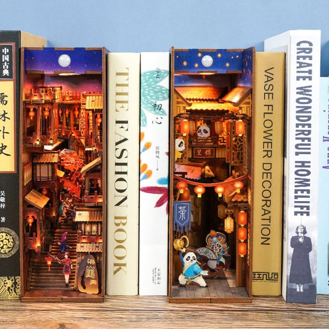 DIY Book Corner Shelf Insert Kit Model With Lights Handmade Etsy