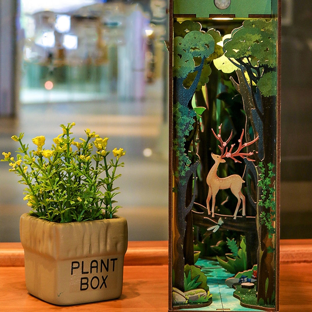 Mother&#39;s Day Gift DIY Bookshelf Insert 3D Wooden Puzzle Miniature Book Nook DIY Book Nook Kit