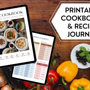 Digital Cookbook and Recipe Journal with Lined and Unlined Recipe Pages, Printable, Minimalist Aesthetic