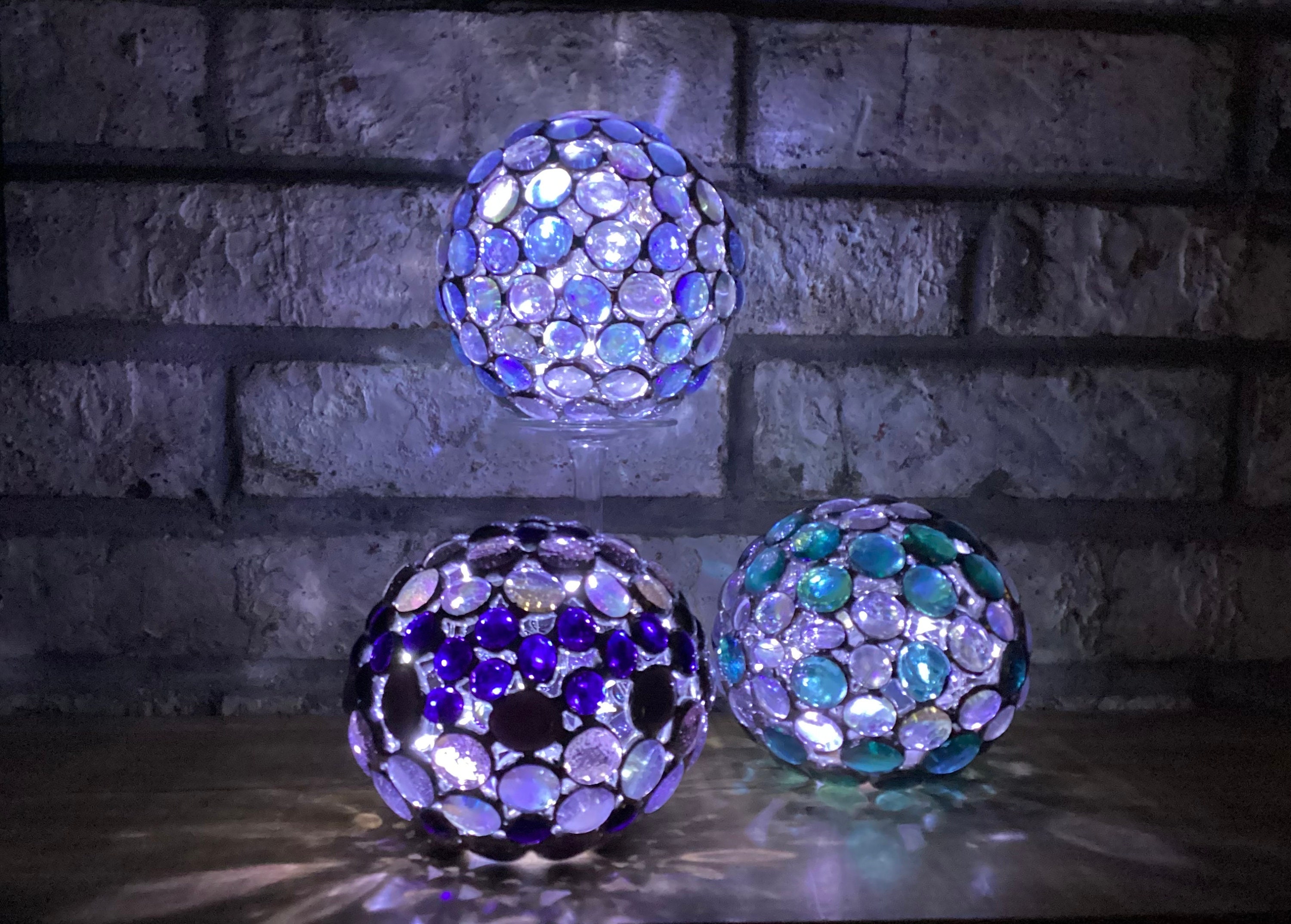 Stained Glass Globe Light. Handmade Orb With Fairy Lights. Etsy