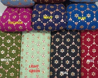 Georgette Fabric - Georgette Beautiful Fabric| Floral Embroidery Fabric| Dress Fabric by the Yard/Metre