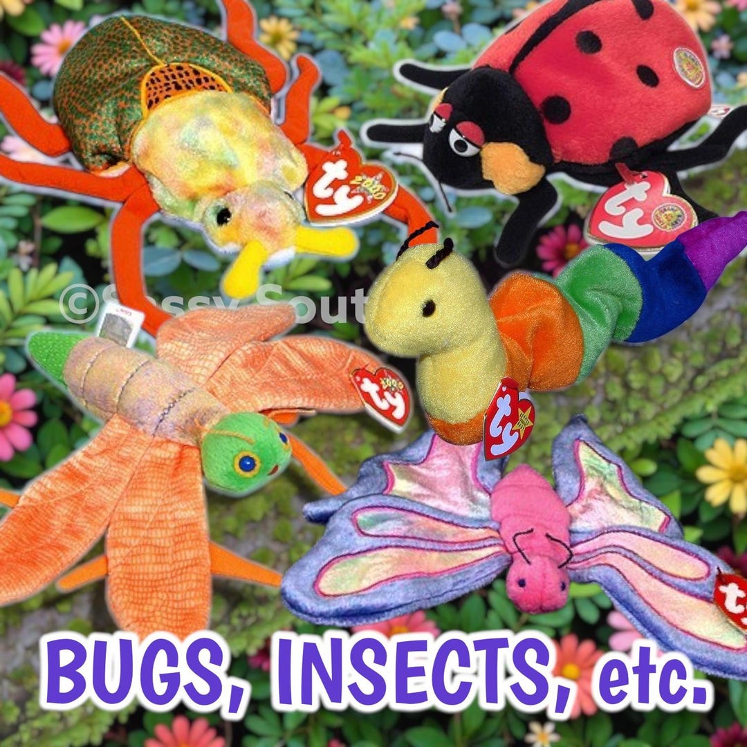 Tba Insects Ty BEANIE BABIES Insects, Bugs, Worms, Butterflies, Bees, Ladybugs ...