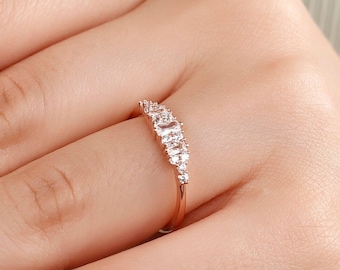 Bague fine tendance baguette fine, bague personnalisée minimaliste, bague en argent sterling 925 carats, bague cadeau petite amie, bague tendance