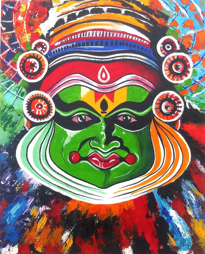 Original Handpainted, Kathakali Painting, South Indian, Malayalam Wall