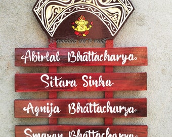 Wooden nameplate, hand made name plate, customised nameplate, gifts, wall decor, door hanging, enterence nameplate