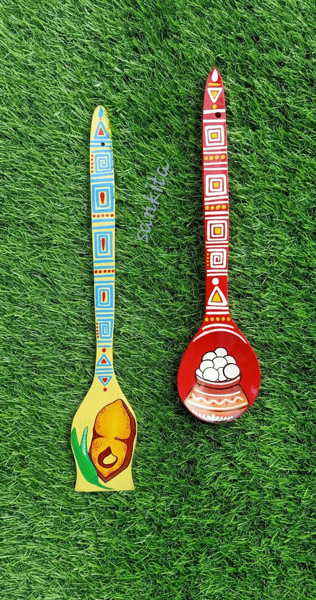 Wooden Spatula Set of 2 Bengali Home Decor Rosogolla Etsy