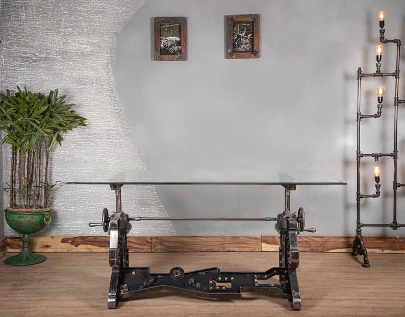 Steampunk Style Dining Table Desk Industrial Table Patrol Table Crank