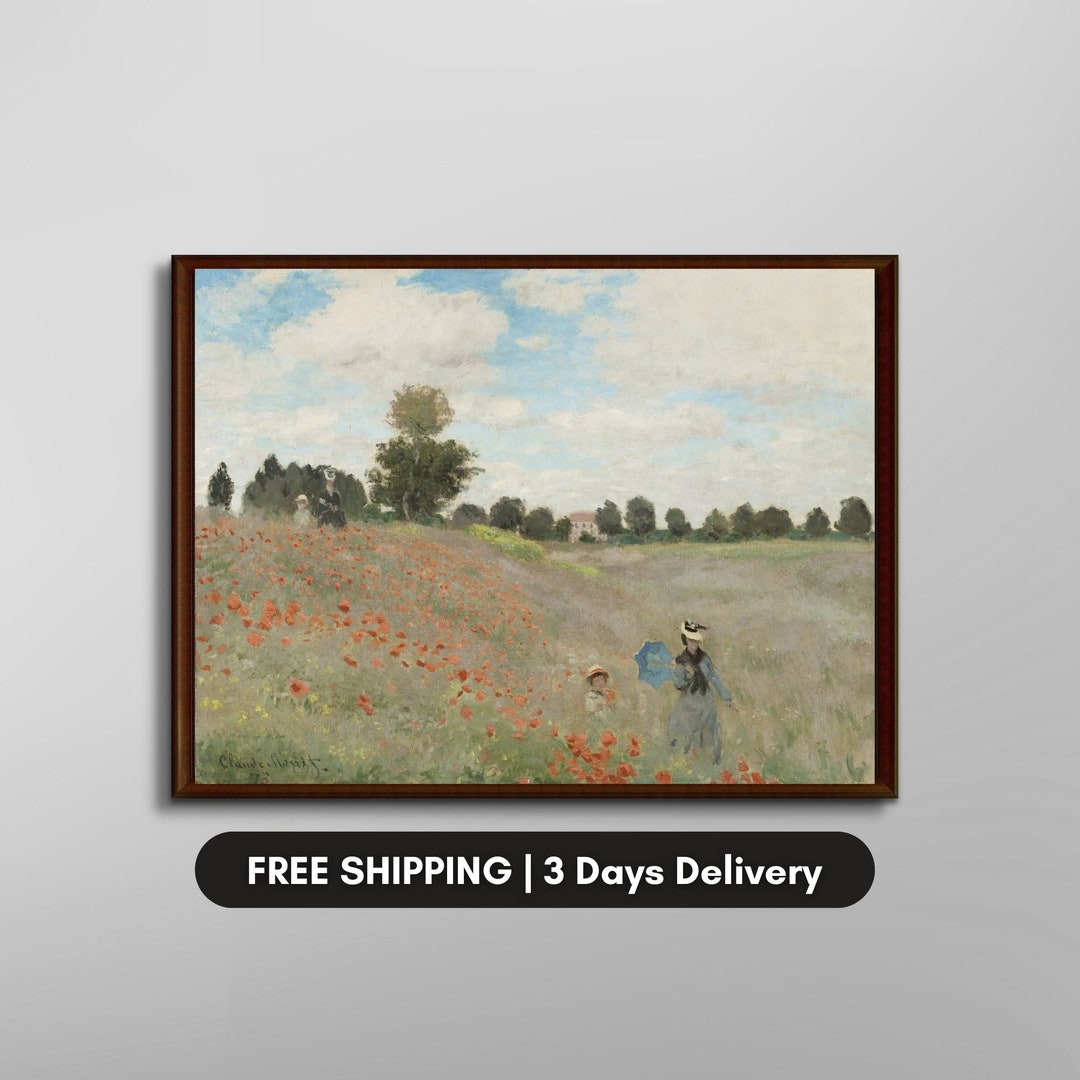 Claude Monet Poppy Field Canvas Art Landscape Country Print - Etsy