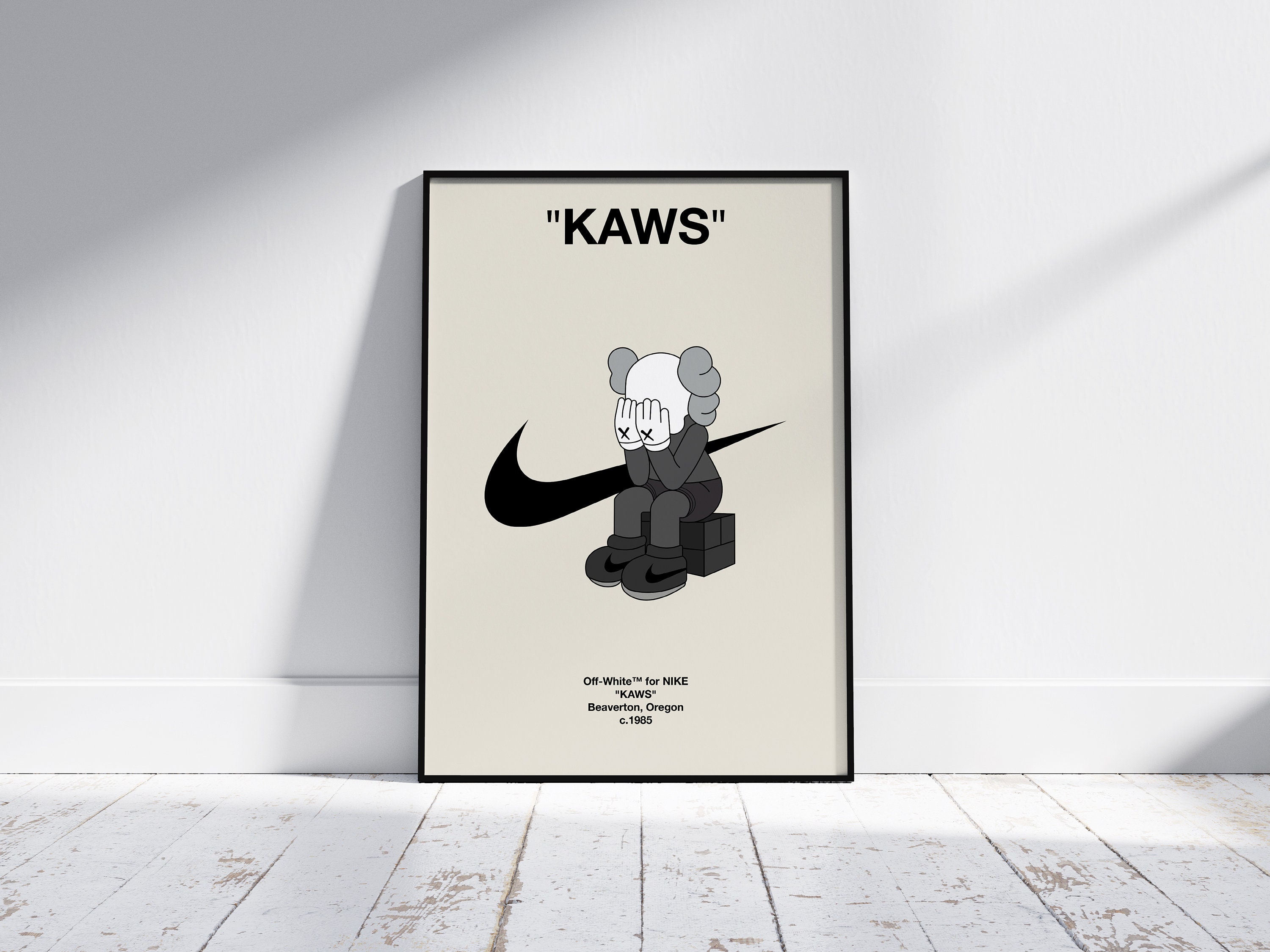 Hypebeast Modern Art Nike X Kaws Poster Swoosh Sneakerhead Etsy Australia