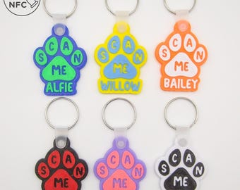 Personalised NFC Dog Tag | Custom Dog Paw Print ID for Collar | 3D Printed Dog Accessories | Emergency Contact Tag