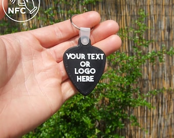 Llavero con púa de guitarra NFC: llavero digital con tarjeta de presentación, etiqueta inteligente personalizada, regalo musical, impreso en 3D en varios colores, accesorio tecnológico.