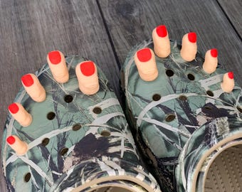 Adornos realistas para zuecos con forma de dedos, juego de 5 o 10 adornos, opción de color de uñas personalizado, accesorios para zuecos impresos en 3D.