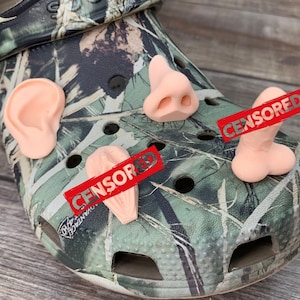 Funny croc Charm Set (x2) | Adult Charms for Shoes – Naughty Ear, Nose & Willy Charms | Funny Clog Accessories | Gag Gift for Him/Her