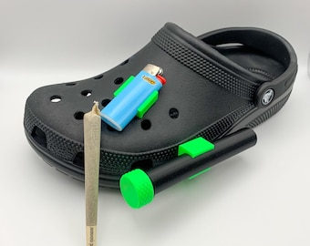 Accesorio para zuecos con boquilla para cigarrillos y mini encendedor, conjunto de accesorios para zuecos impresos en 3D, adorno para zapatos con clip de correa, disponible individualmente