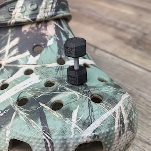 Dumbbell Croc Charms (x2) | Fitness Shoe Charms | Fun Clog Accessories | Workout Shoe Decor | Gag Gift for Gym Lovers | Novelty Charms