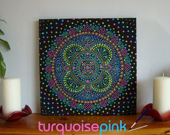 Cosmic Original Rainbow Dot Mandala Acrylic Painting
