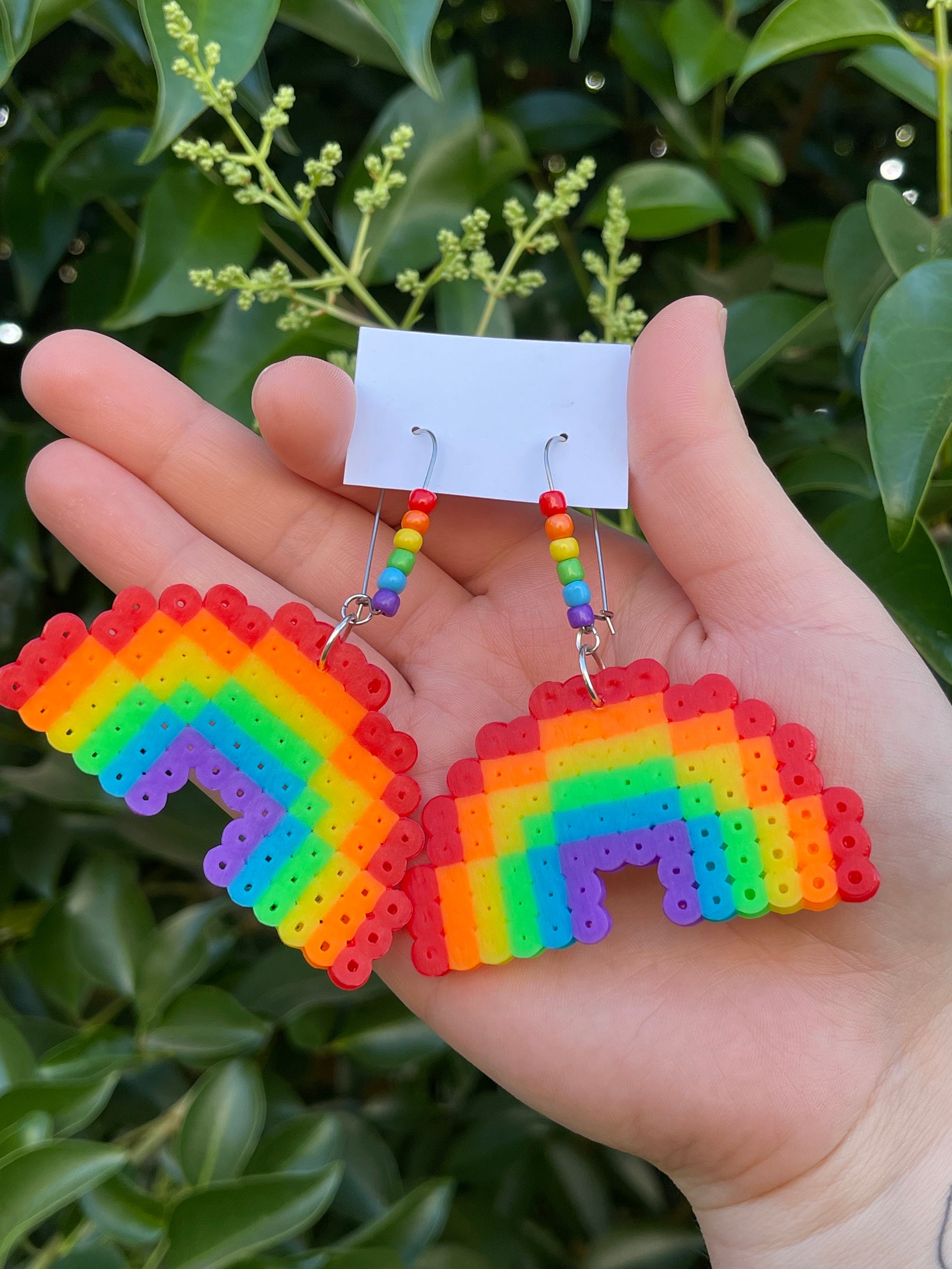 Mini Perler Bead Pink & Black Skull Earrings · Petite Perle